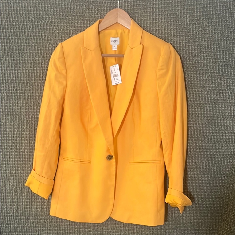 J. Crew Factory Yellow Linen Blend Blazer / Suit Jacket